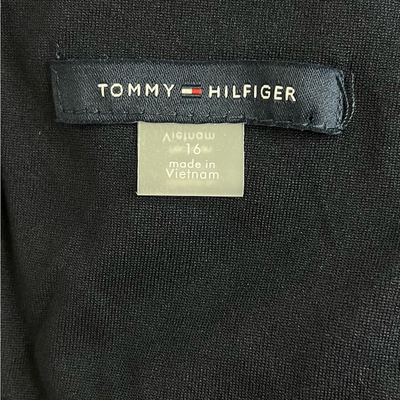 Tommy Hilfiger Chevron Print High Low Ruffle Hem Belted Halter Dress Size 16 - Picture 11 of 12